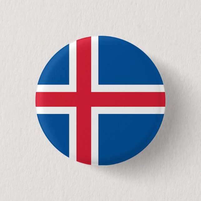 Iceland National Flag 3 Cm Round Badge (Front)