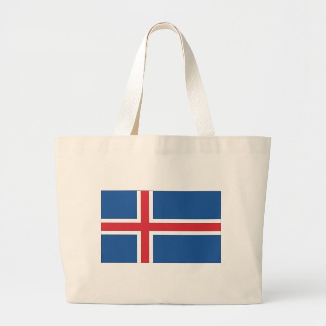 Iceland National Flag Large Tote Bag (Front)
