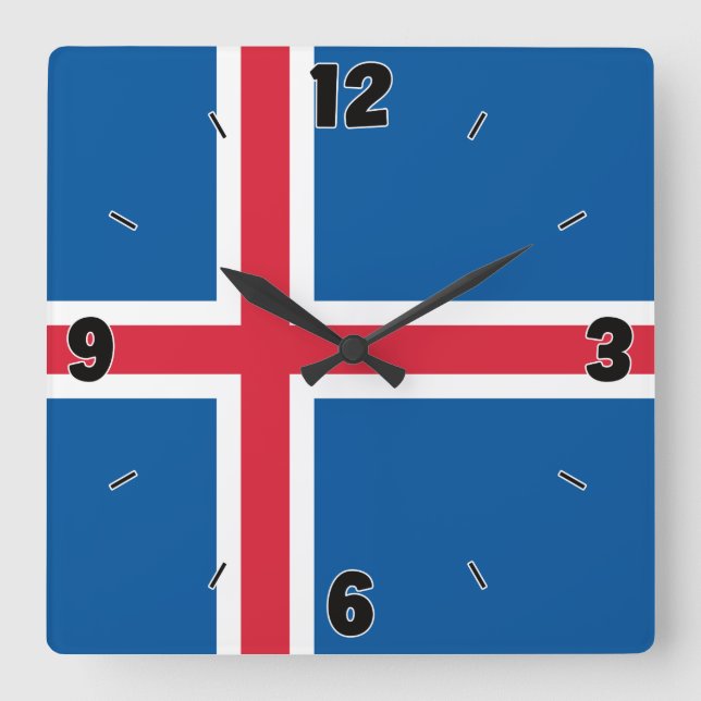 Iceland National Flag Patriotic Square Wall Clock (Front)