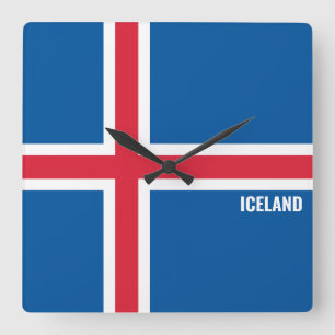 Iceland National Flag Patriotic Square Wall Clock