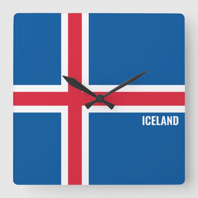 Iceland National Flag Patriotic Square Wall Clock (Front)