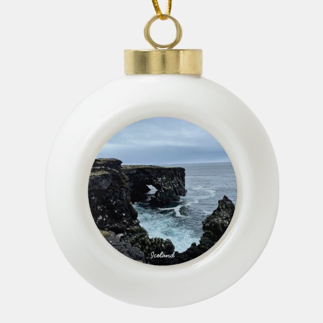 Iceland nature - ceramic ball christmas ornament (Front)
