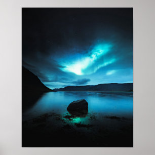 Iceland - Northern Lights at Westfjords, Iceland Poster