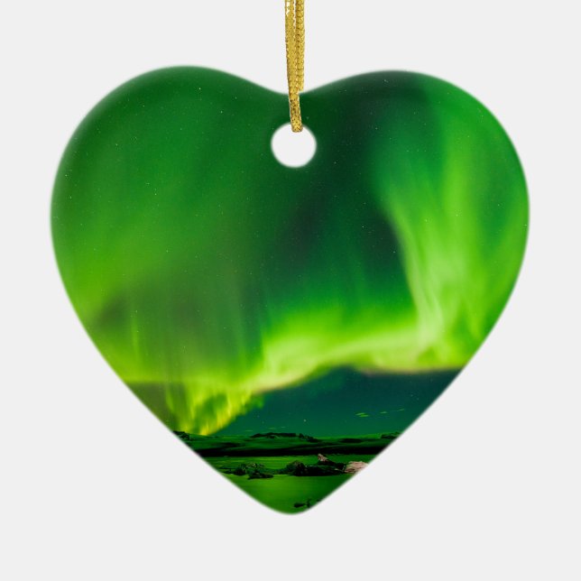 Iceland Northern Lights Ceramic Tree Decoration (Front)