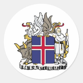 Iceland Official Coat Of Arms Heraldry Symbol Classic Round Sticker