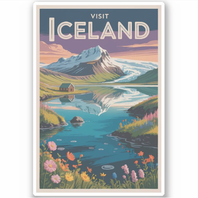 Iceland Painterly Illustration Travel Art Vintage (Front)