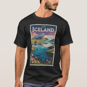 Iceland Painterly Illustration Travel Art Vintage T-Shirt