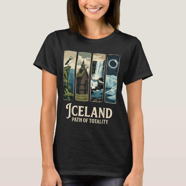 Iceland Path of Totality Solar Eclipse 2026 Retro T-Shirt (Front)