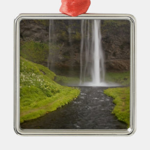 Iceland. People on trail behind Seljalandsfoss Metal Tree Decoration
