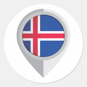Iceland Pin Location Flag Classic Round Sticker