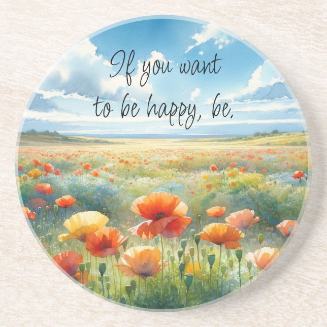 Iceland Poppies - Be Happy Coaster (Front)