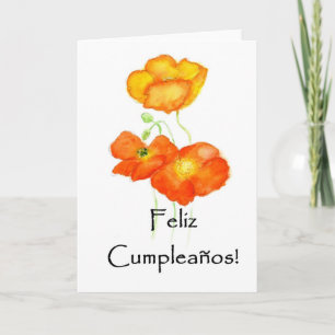 Iceland Poppies Birthday Card - Spanish Greeting