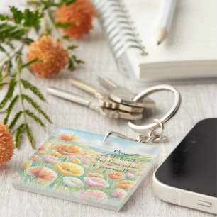 Iceland Poppy Field & Quote Key Ring