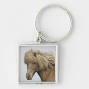 Iceland. Portrait of an Icelandic horse. Key Ring