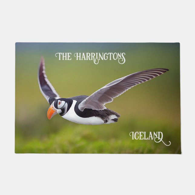Iceland Puffin Custom Name Doormat (Front)