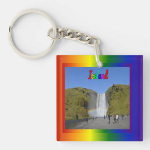Iceland Rainbow Waterfall Key Ring