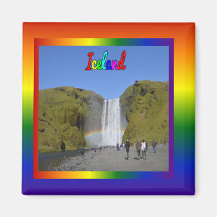 Iceland Rainbow Waterfall  Magnet