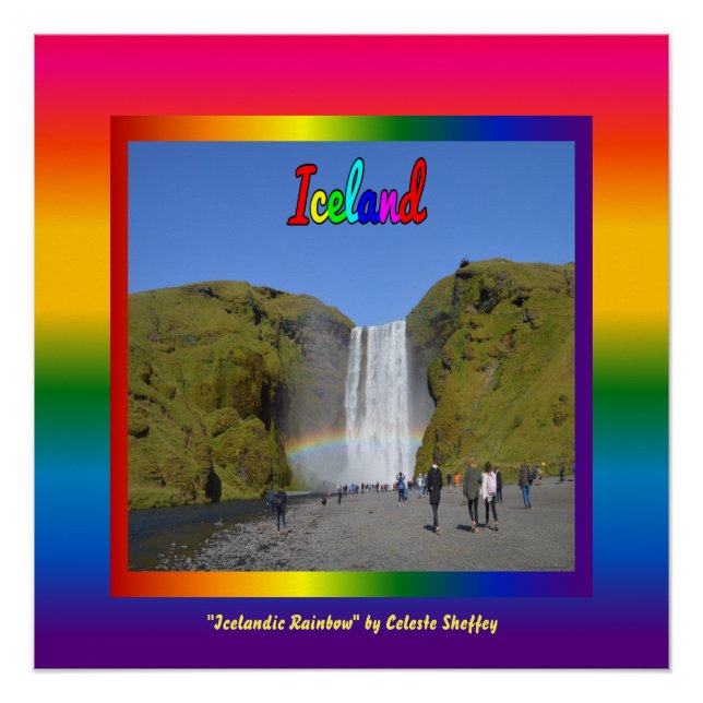 Iceland Rainbow Waterfall  Poster (Front)