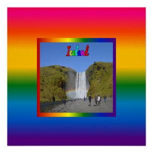 Iceland Rainbow Waterfall Poster
