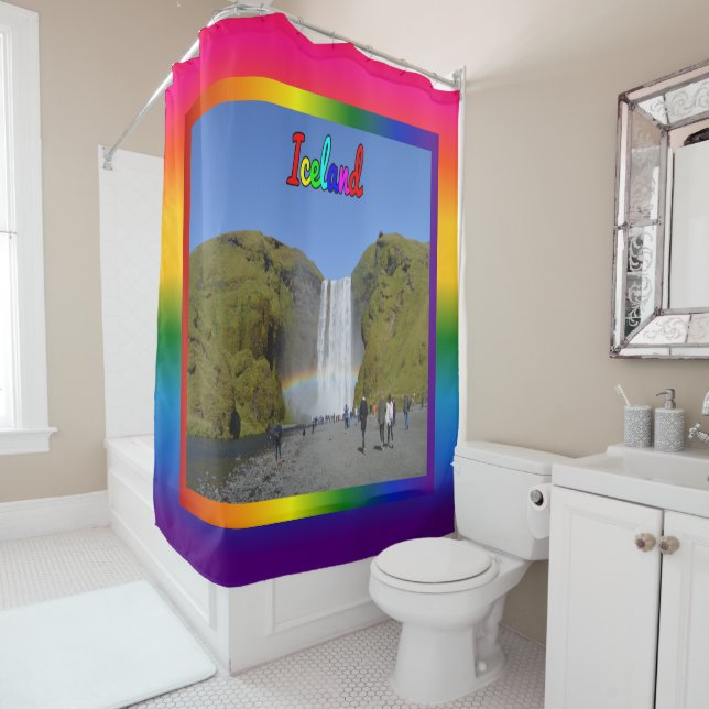 Iceland Rainbow Waterfall   Shower Curtain (In Situ)