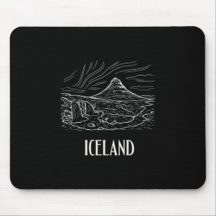 Iceland Retro Art Hiking Aurora Borealis Souvenir Mouse Mat