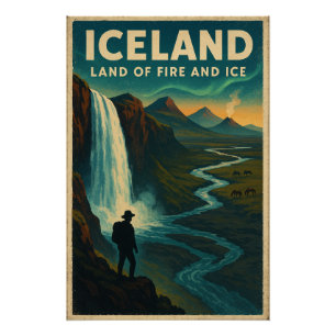 Iceland Retro Travel 2026 Poster