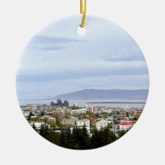 Iceland Reykjavik Cityscape Esja Photo Ceramic Tree Decoration