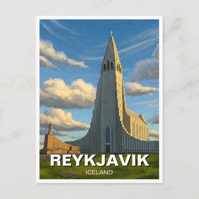 Iceland Reykyavik Church of Hallgrimur Travel Postcard (Front)