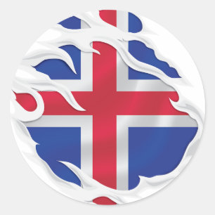Iceland Ripped Flag Classic Round Sticker