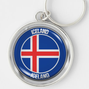 Iceland Round Emblem Key Ring