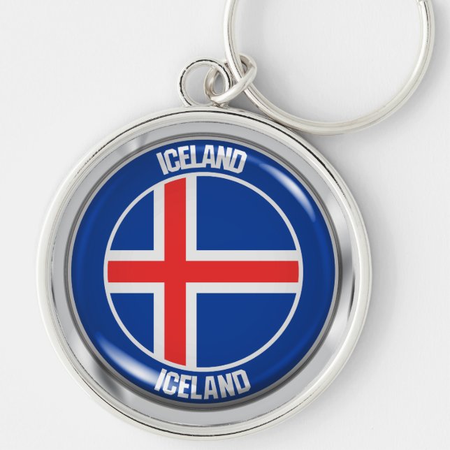 Iceland Round Emblem Key Ring (Front)