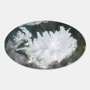 Iceland Satellite Image Oval Sticker