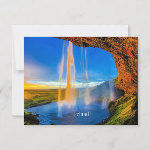 Iceland Skogafoss, beautiful landscape photograph Card