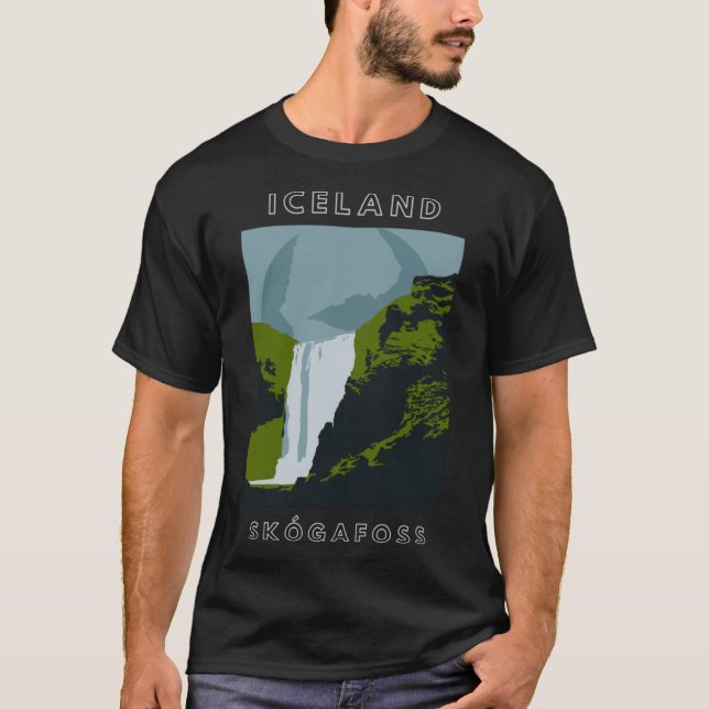 Iceland Skogafoss Waterfall Travel T-Shirt (Front)