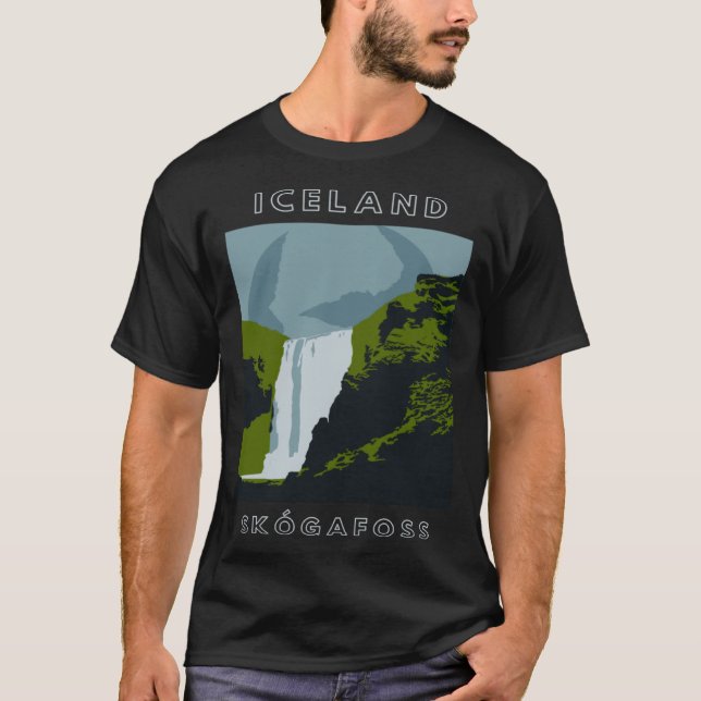 Iceland Skogafoss Waterfall Travel T-Shirt (Front)