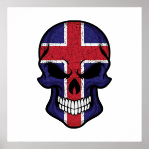 Iceland Smiling Skull Flag Poster