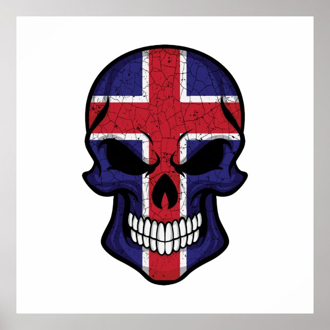 Iceland Smiling Skull Flag Poster (Front)