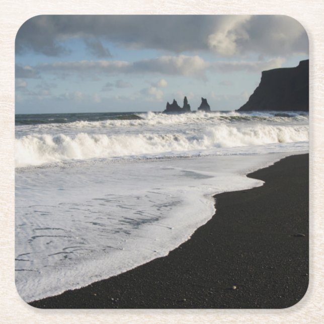 Iceland. South. Vik i Myrdal Square Paper Coaster (Front)