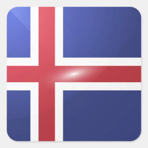 Iceland square glossy flag sticker