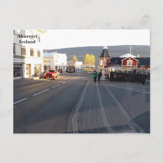 Iceland, Street in Akureyri Postcard (Front)