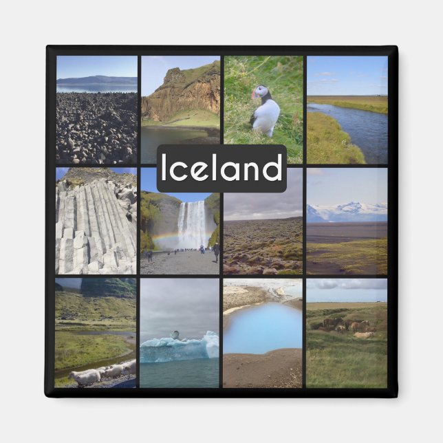 Iceland Summer Landscape Collage Magnet (Front)