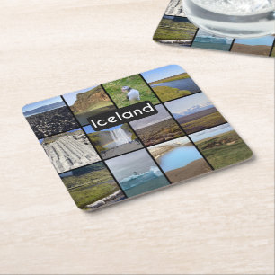 Iceland Summer Landscape Square Paper Coaster