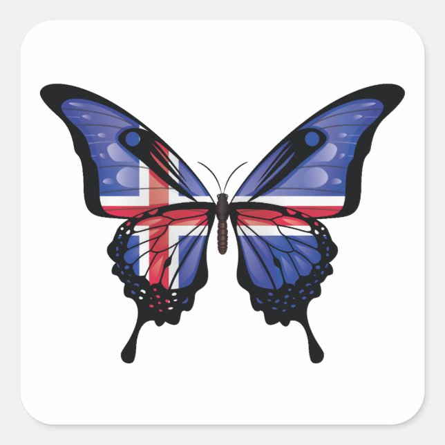 Iceland Swallowtail Butterfly Flag Sticker (Front)