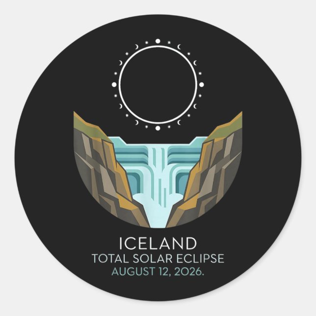 Iceland Total Solar Eclipse 2026 Celestial Event Classic Round Sticker (Front)