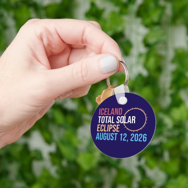 Iceland total solar eclipse august 12 2026 Mug Key Ring (Hand)