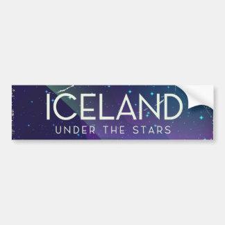 Iceland 'under the stars' vintage travel poster bumper sticker