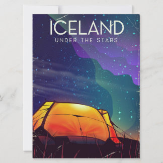 Iceland 'under the stars' vintage travel poster invitation