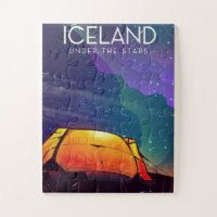 Iceland 'under the stars' vintage travel poster
