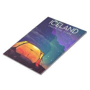 Iceland 'under the stars' vintage travel poster notepad