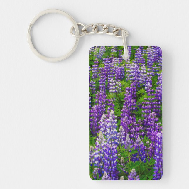 Iceland. Vik i Myrdal. Field of Lupines Key Ring (Front)